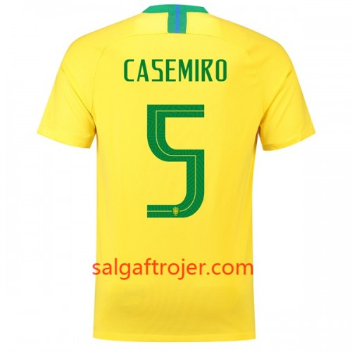 Brasilien Fodboldtrøjer Casemiro 5 Hjemmebanesæt VM 2018 Brasilien Fodboldtrøjer Casemiro 5 Hjemmebanesæt VM 2018